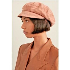 Helen Kaminski Cala Newsboy Cap Velvet Corduroy Pin Dot Lined Beret Wide Angled